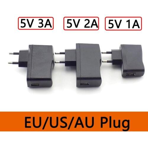 Power Adapter Micro USB Port DC 5V 1A/2A/3A AC to DC 100V 240V Converter Charger for LED Strip Lamp Light Charging US/EU/AU