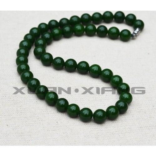 Drop Shipping Women Necklace Natural Green Quartzite Jades Stone Necklaces 10mm Round Beads Necklaces Gift Women Fine Jewelry