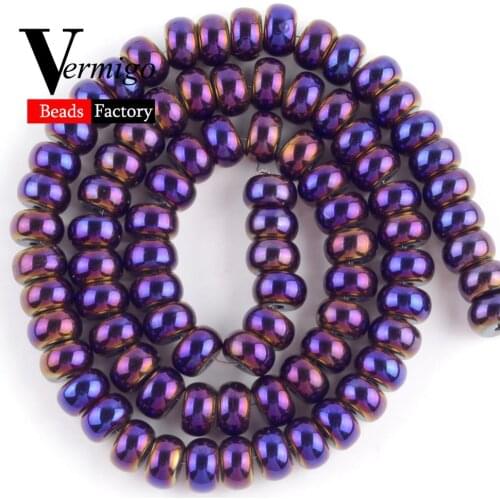 Purple Hematite Rondelle Beads Natural Stone For Jewelry Making DIY Necklace Bracelet 8*5mm Spacer Abacus Wheel Beads 15"