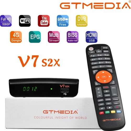 GTmedia HD Digital V7 S2X Satellite TV Receiver PowrVu IKS Biss fully Autoroll DVB S2 FTA DVB S2 H.264 Satellite Receiver T2MI