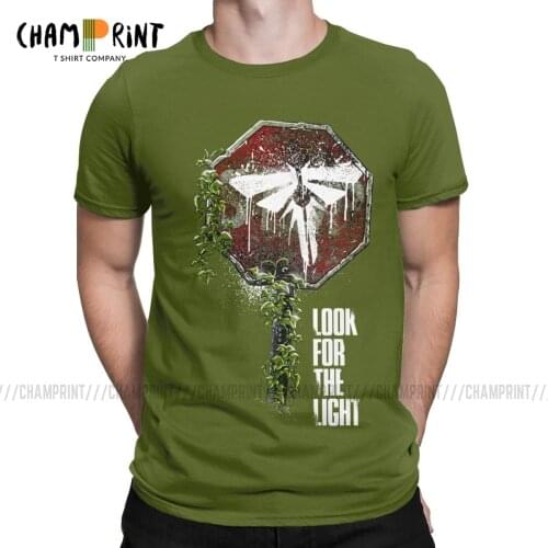 Look For The Light T Shirts for Men Pure Cotton Awesome T-Shirts Round Collar The Last of Us Game Tees Short Sleeve Tops Unique