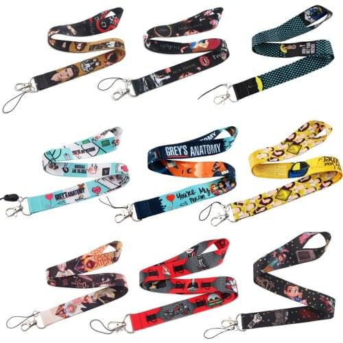 JF556 Greys Anatomy Hot TV Show Key Chain Lanyard Gifts For Doctors Nurse Friends Phone USB Badge Holder Necklace