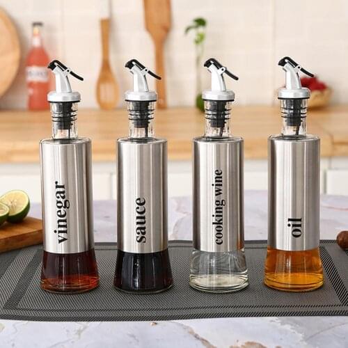 Stainless Steel Kitchen Salt Olive Oil Vinegar Sauce Seasoning Storage Bottle