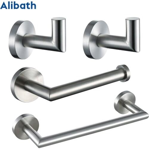 Bathroom Hardware Set Wall Robe Hook Towel Rail Bar Rack Bar Shelf Toilet Paper Holder Bathroom Accessories Sets Brushed Steel