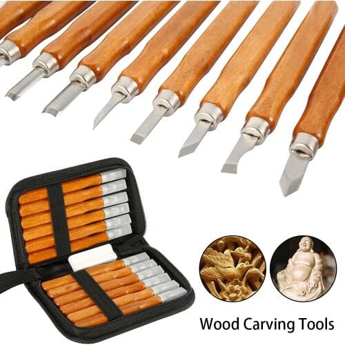 12pcs Professional Wood Carving Chisel Knife Hand Tool Set For Basic Detailed Carving Woodworkers Gouges Multi Purpose DIY