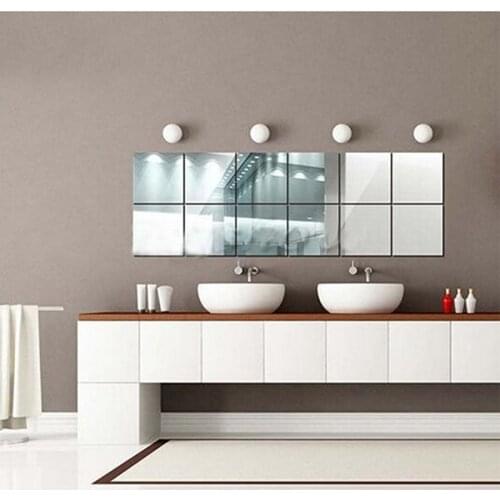 New Square Mirror Tile Wall Sticker 3D Mosaic Decal Home Room Decoration Wall Stickers For DIY Bath Room 15*15cm/pc