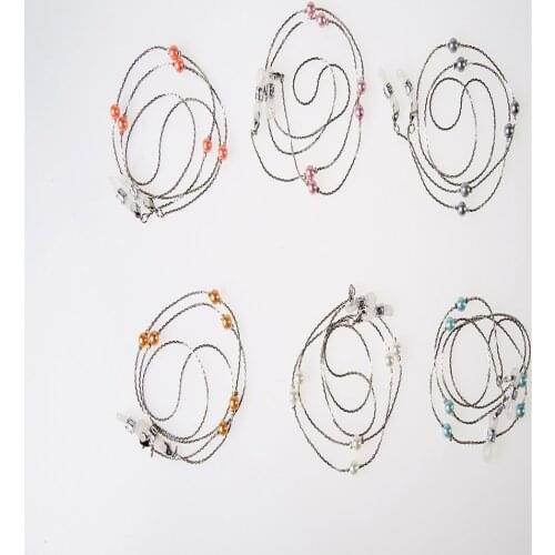 Eyewear retainer eyeglass sunglass frame shining bead silver electro plated chain neck holder string spectacle lanyard