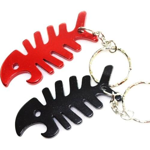 Fish bone shape opener key ring for bottle/100pcs/lot/ mix colors for you /laser engraving logo /mental beer opener