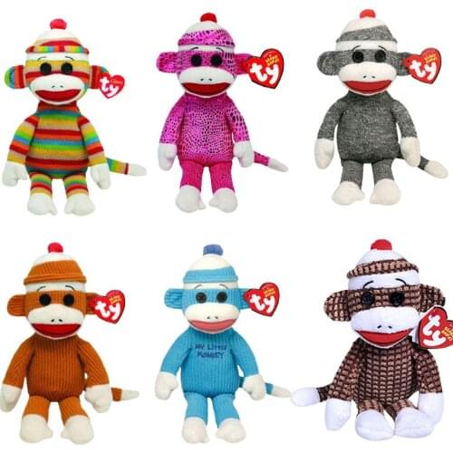 15cm Ty Big Eyes Beanie Plush Animal Doll Cute Color Gray Blue Long Tail monkey Decorative Toys Child Christmas Birthday Gifts
