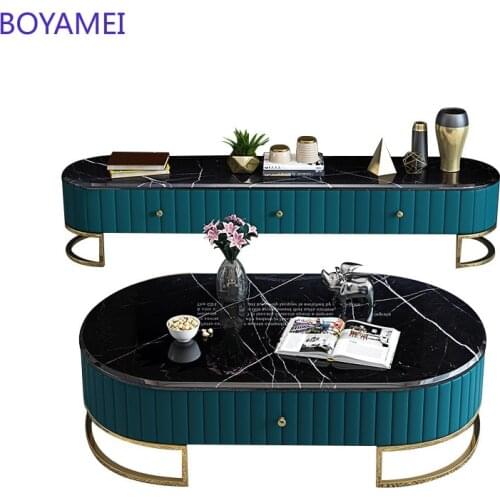 Postmodern light luxury coffee tablefurniture combination modern simple marble coffee table TV cabinet