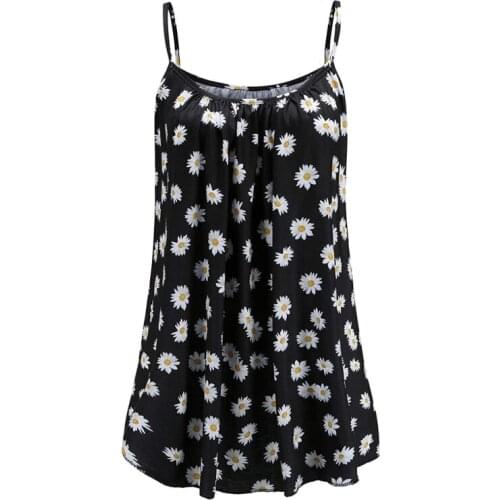 Summer Women Casual T-Shirt Print Sleeveless Tops Ladies Strappy Sling Clothing Female Beach Tank Tops Shirt Plus Size
