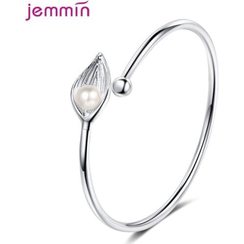 Adjustable Free Size Bracelet for Women Silver Pearl 925 Sterling Silver Fashion Cuff Bracelet Engagement Gift Fine Jewelry