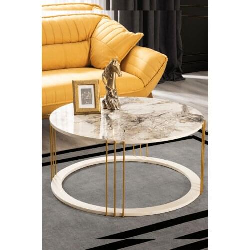 Roman Gold Metal Legs, Marble Pattern Mdf'li Medium coffee table coffee tables table basse furniture living room table