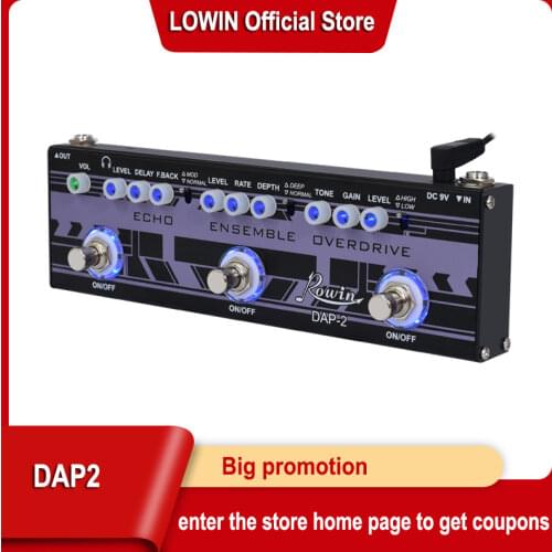 Rowin Guitar Multi Effect Pedal 3-In-1 Effects DAP-2 Echo/Ensemble/Overdrive