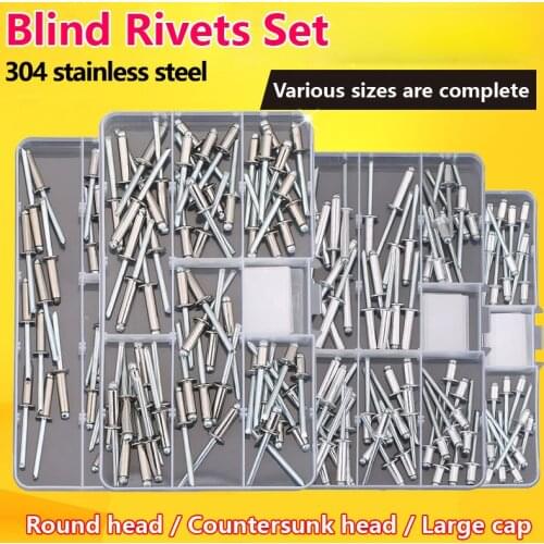 304 stainless steel Self Plugging Open End Dome Head Pop Blind Rivets Assortment Kit Set Sheet Metal, Automotive Duct Work