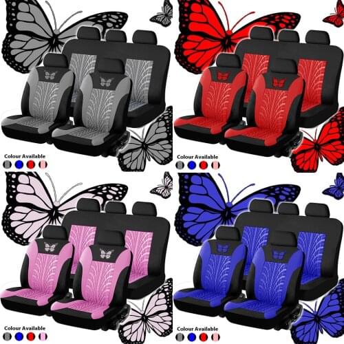 9pcs/set Car Universal Seat Covers Set Beautiful Butterfly Pattern Fashionable Auto Seat Protector Motor Car Interior Decoration