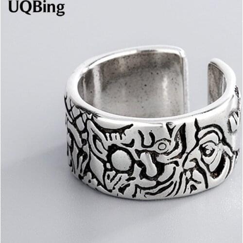 Vintage 925 Sterling Silver Cartoon Character Opening Finger Rings for Women Jewelry Birthday Gift Drop Shipping
