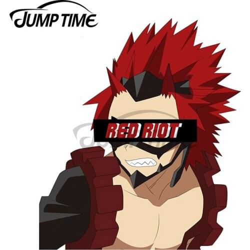 Jump Time 13 x 11.4cm Funny Red Riot Kirishima Eijiro Car Stickers Vinyl Material Decal Car Accessories Graffiti Creative Decor