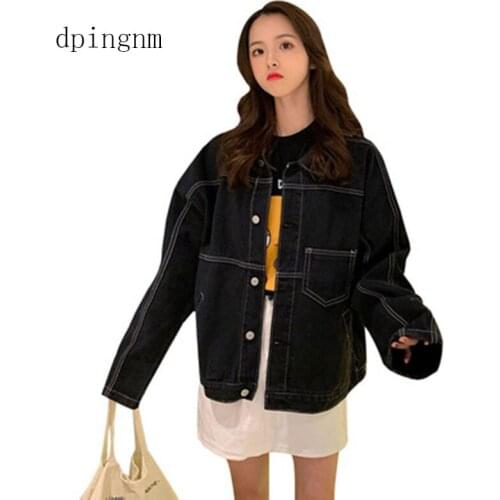 2019 Fashion Denim Jacket Women Short Jeans Overcoat Ladies Jackets Tops Turn Down Collar Slim Black Jeans Jacket Outwear