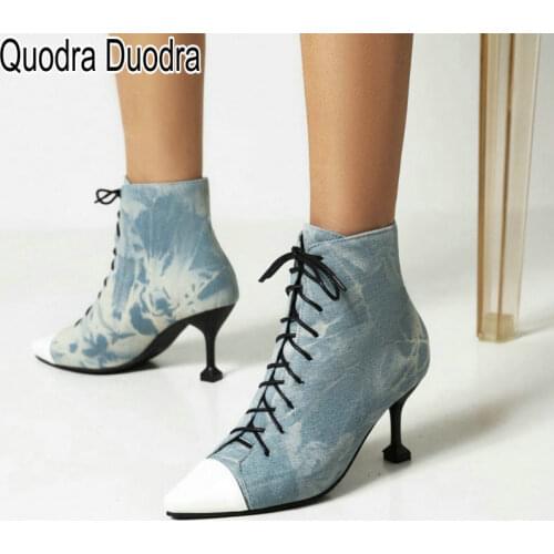 Women boots new winter/Autumn Warm Plush thin high heels Shoes black boot lace plaid pointed toe fashion plus size 33 46 48