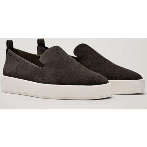 2021 Autumn Flat Platform Shoes Woman Genuine Leather Suede Lazy Thick Sole Loafers Shoe Casual Sport Vulcanized Sneakers