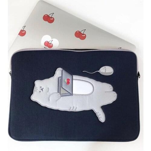 Cat Tablet Case Women Kawaii Cartoon Pouch 11 12 13 Inch Travel Business Mac Case Korean Protective Cover Laptop IPad Bag WY201