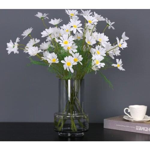 10Pcs Simulation 5 Head Chrysanthemum Daisy Silk Flower for Home Garden Decoration Artificial Flowers Wedding Decor Fake Flowers