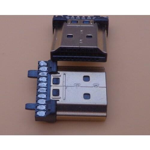 100pcs 19 pin HDMI-compatible Male Plug Connector Gold-plating 19PIN DIY Sockect repair replacement Soldering A type Wire Solder