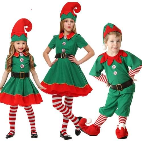 2019 Christmas Santa Claus Costume with Hat dress stock shose Suits children girl Xmas Fancy Props Outfit Clothes Sets Christmas