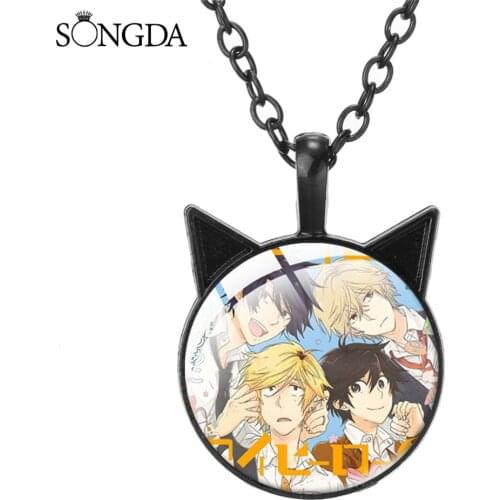 Anime Hitorijime My Hero Cat Ear Pendant Necklace Cosplay Art Photo Glass Long Chain Necklaces For Fans Jewelry Gift Accessories