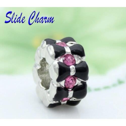 Free shipping European Fashion Black bow charm beads fit Pandora bracelet beads for jewelry making Gift for women