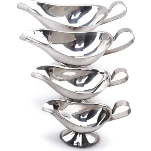 Stainless Steel Steak Sauce Cup Mustard Sauce Bowl Lamp Western Style Sauce Boat Cup For Hotel Restaurant Multiple Sizes
