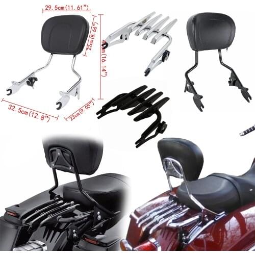 For Harley Touring Road King Street Glide Electra Glide Detachable Backrest Sissy Bar With Stealth Luggage Rack 2009-2018 2019