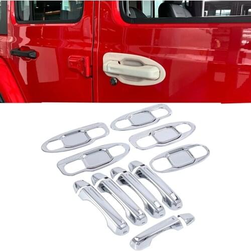 For Jeep Wrangler JL 2018 2019 accessories door handle cover Car door bowl pull chrome Exterior trim Molding Decoration