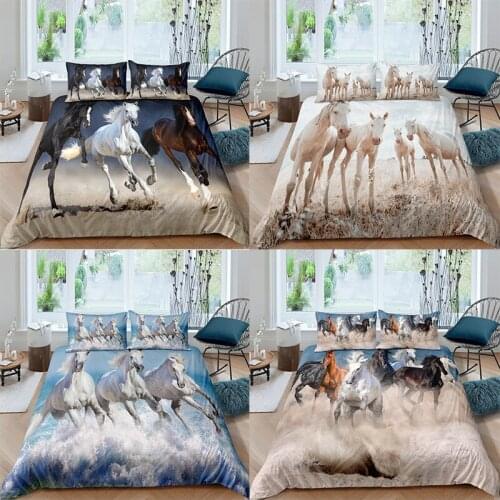 Home Decor 2/3pcs Domineering Galloping Horse Pattern Printed Duvet Cover for Bedroom Quilt Covers Bedding Sets with Pillowcase