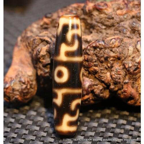 Energy Tibetan Old Oily Agate Ivory Color 3 Eye Lianshifaqi dZi Bead Amulet 4A++ ZZY_46 Timestown UPD21729A01