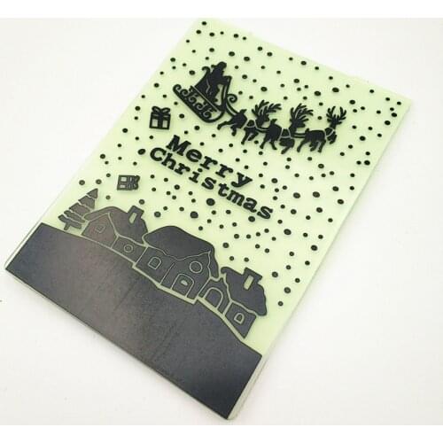 10.5x14.5cm Deer sledge Embossing folders Plastic bump Scrapbooking DIY Template Fondant indentation Cake Photo Album Card Make