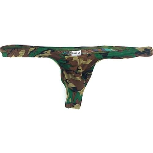 Hot Gay Thongs Mens G strings Pouch T-back Camouflage Underwear