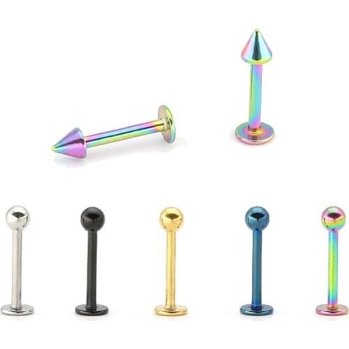 2pcs Free Shipping 16G Surgical 316 Stainless Steel Gold Lip Ring Labret Tragus Ear Body Piercing Jewelry