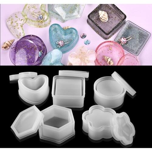 Round Storage Box Resin Epoxy Molds Heart Shape Candy Jewelry Box Resin Molds Silicone For DIY Jewelry Making Epoxy Moulds