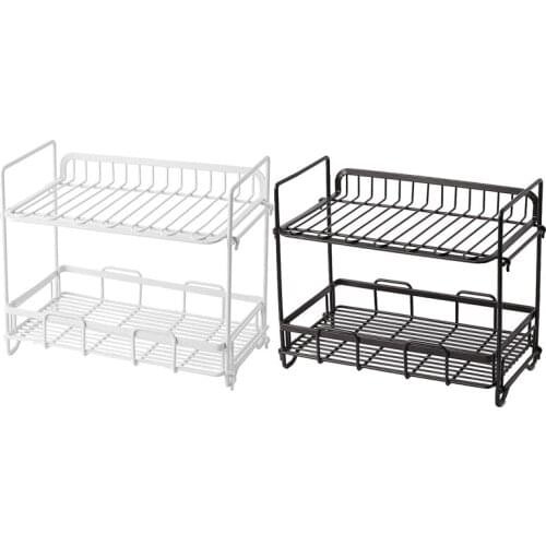 Storage Organiser Kitchen Wrought Iron Shelf,Double Layer Seasoning Storage Rack Desktop Bathroom Storage Shelf