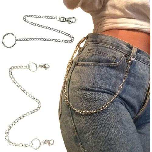 Metal Single/Double/Three Chain Pants Wallet Keychain Rock Punk Chain Belt Hip Hop Big Ring Biker Key Link Clip Street Jewelry