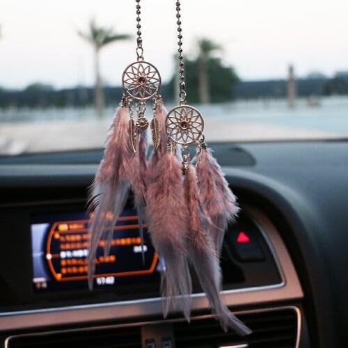 Mini Dream Catcher Car Pendant Wind Chime Feather Car Interior Decoration Handmade Dream Catcher Gift Car Interior Accessories