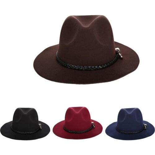 Men Women Belt Buckle Fedora Hat Cap Gangster Cap for Spring Winter Festival