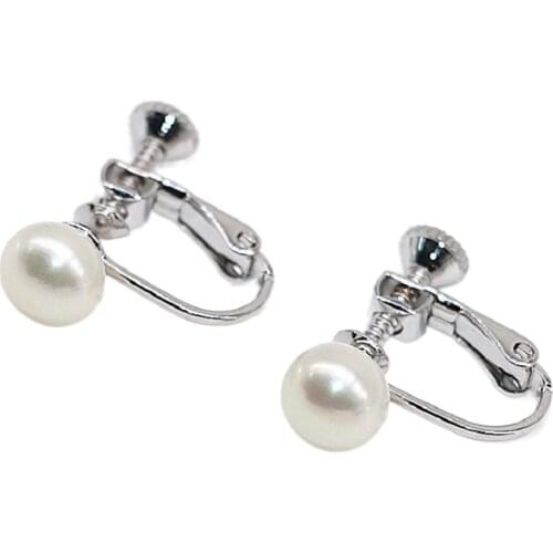 Natural Freshwater Pearl Clip earrings 925 Sterling Silver Stud Earrings Pearl Jewelry For Women