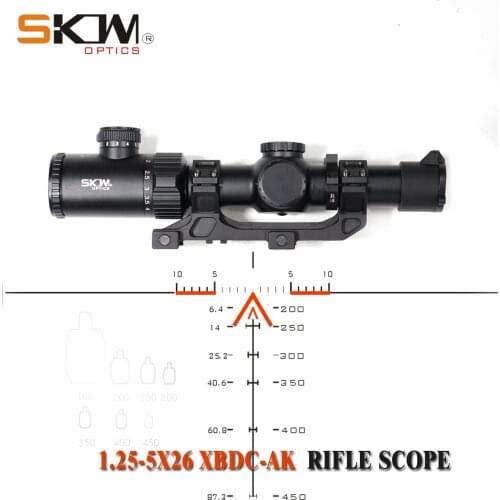 SKWoptics 1.25-5x26A Tactical riflescopes Hunting for AK AR, M4 Kalashnikov sight rifle scope BDC reticle 30mm one piece mount