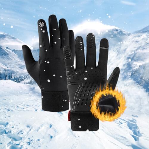 Autumn Winter Mens Gloves Touch Screen Waterproof Warm Gloves Outdoor No-slip Windproof Cycling Full Finger Men Gloves Black