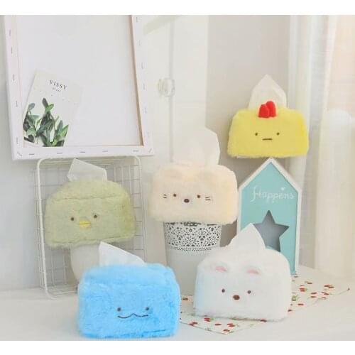 Portable Durable Room Plush Square Tissue Box Corner creature Car Home Paper Holder Case Cover Napkin Kawaii high quality gift