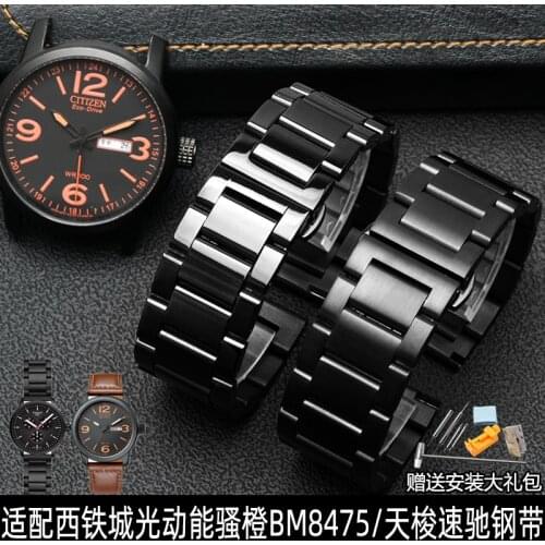 Stainless Steel Strap for Citizen Eco-Drive Bm8475/7405 for Orange Tissot Speed Chi Black 22mm 23mm Watchband