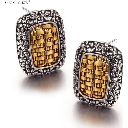 Женские золотые серьги SHANGCHOW China At AliExpress